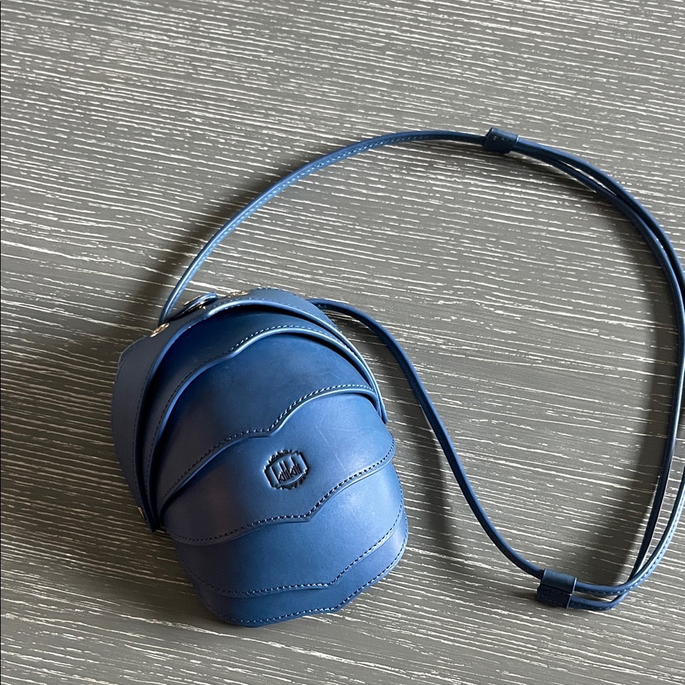Kili Designs Blue Leather Beetle Crossbody Bag